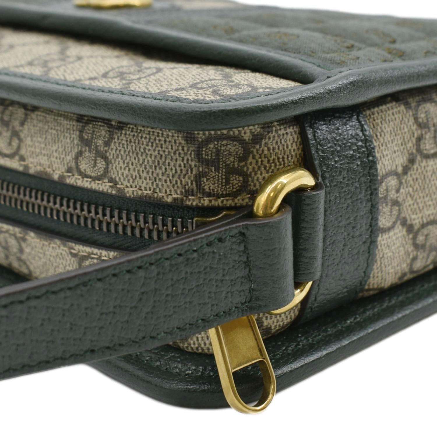GUCCI Mini Quilted GG Supreme Canvas Crossbody Bag Green 751914