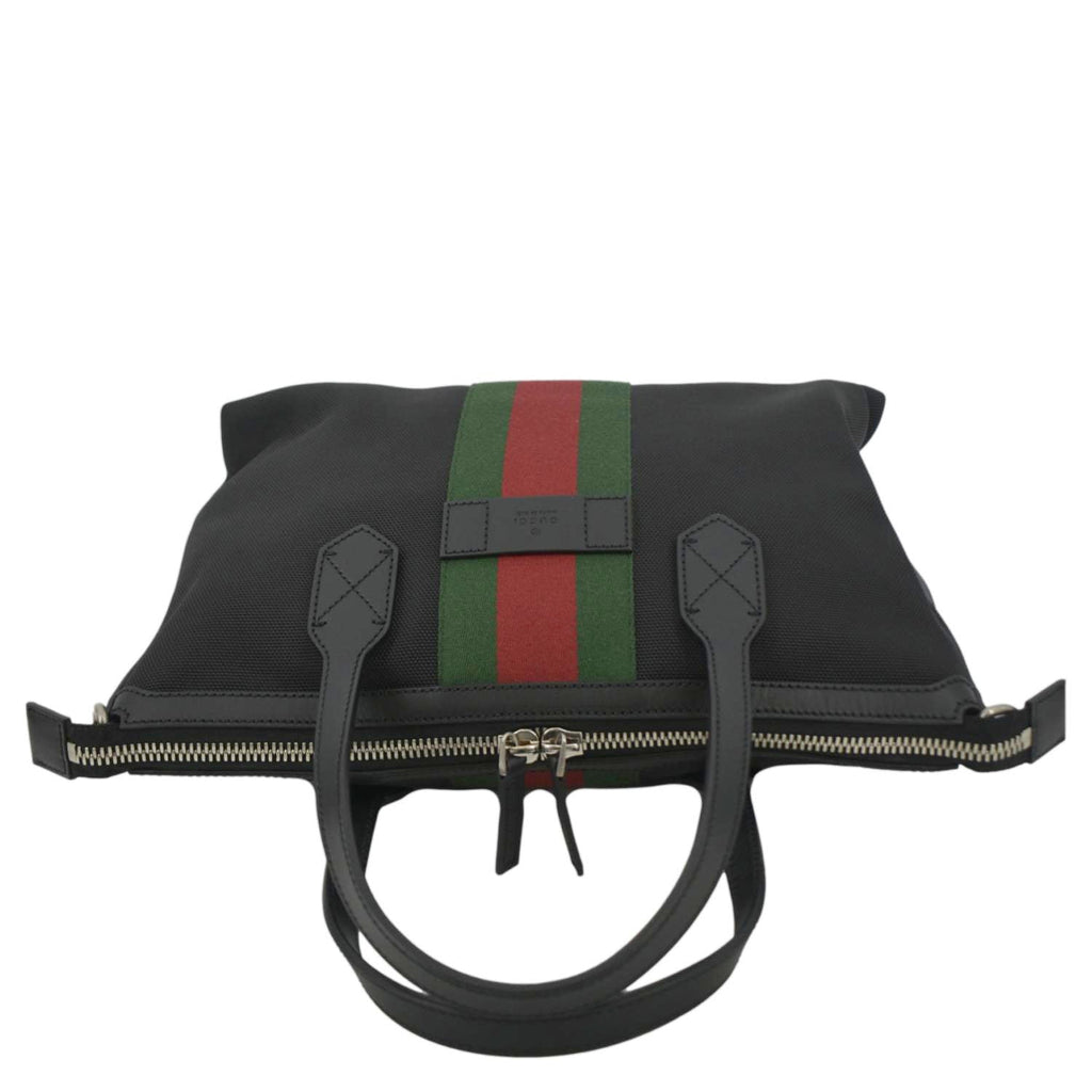 GUCCI Nylon Web Top Handle Shoulder Bag Black 630923