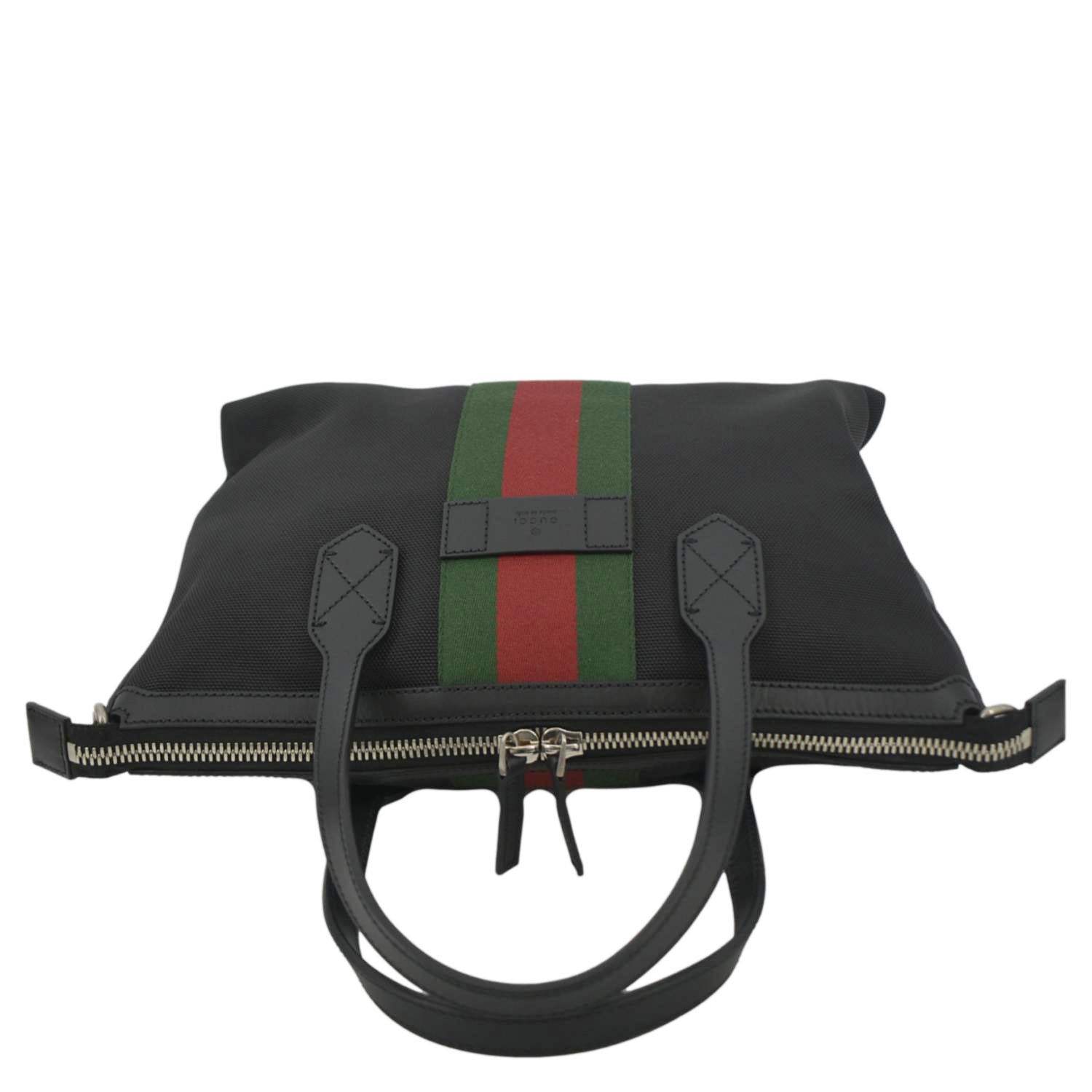 GUCCI Nylon Web Top Handle Shoulder Bag Black 630923