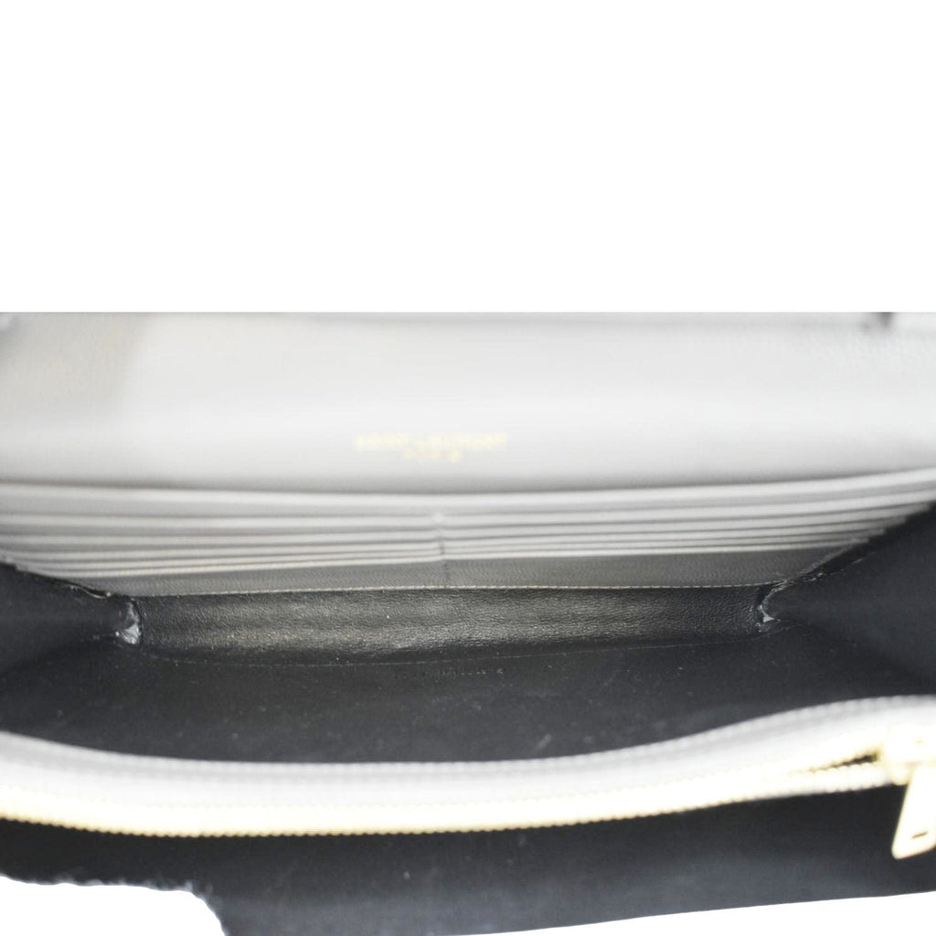 YVES SAINT LAURENT Kate Leather Chain Clutch Crossbody Bag Grey