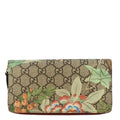 GUCCI Tian Print GG Canvas Zip Around Wallet Beige 424893