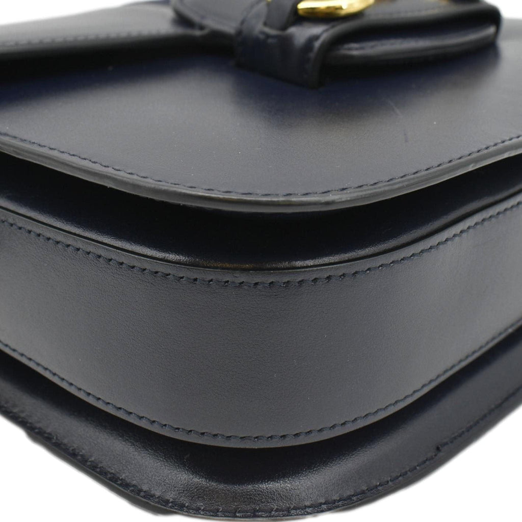 GUCCI Horsebit 1955 Small Leather Shoulder Bag Navy 602204
