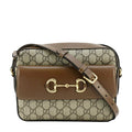 GUCCI Horsebit 1955 Small GG Supreme Canvas Shoulder Bag Beige 645454