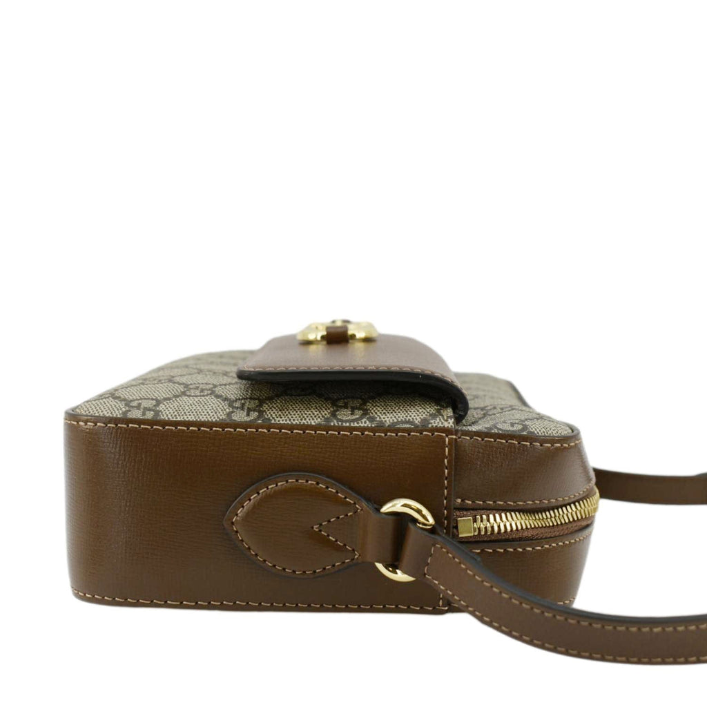 GUCCI Horsebit 1955 Small GG Supreme Canvas Shoulder Bag Beige 645454