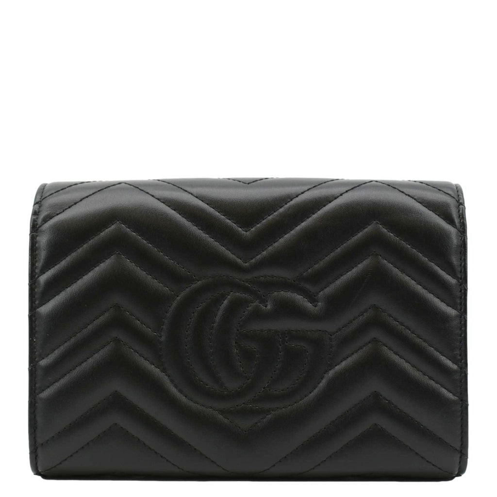 GUCCI GG Marmont Mini Matelasse Leather Crossbody Bag Black 474575