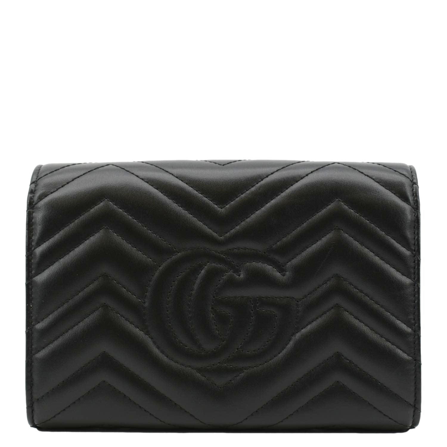 GUCCI GG Marmont Mini Matelasse Leather Crossbody Bag Black 474575