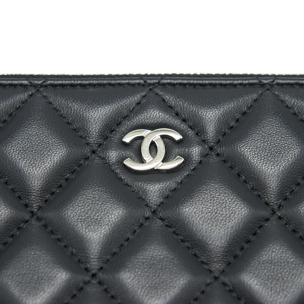 Chanel Double Zip Clutch with Chain Lambskin Black