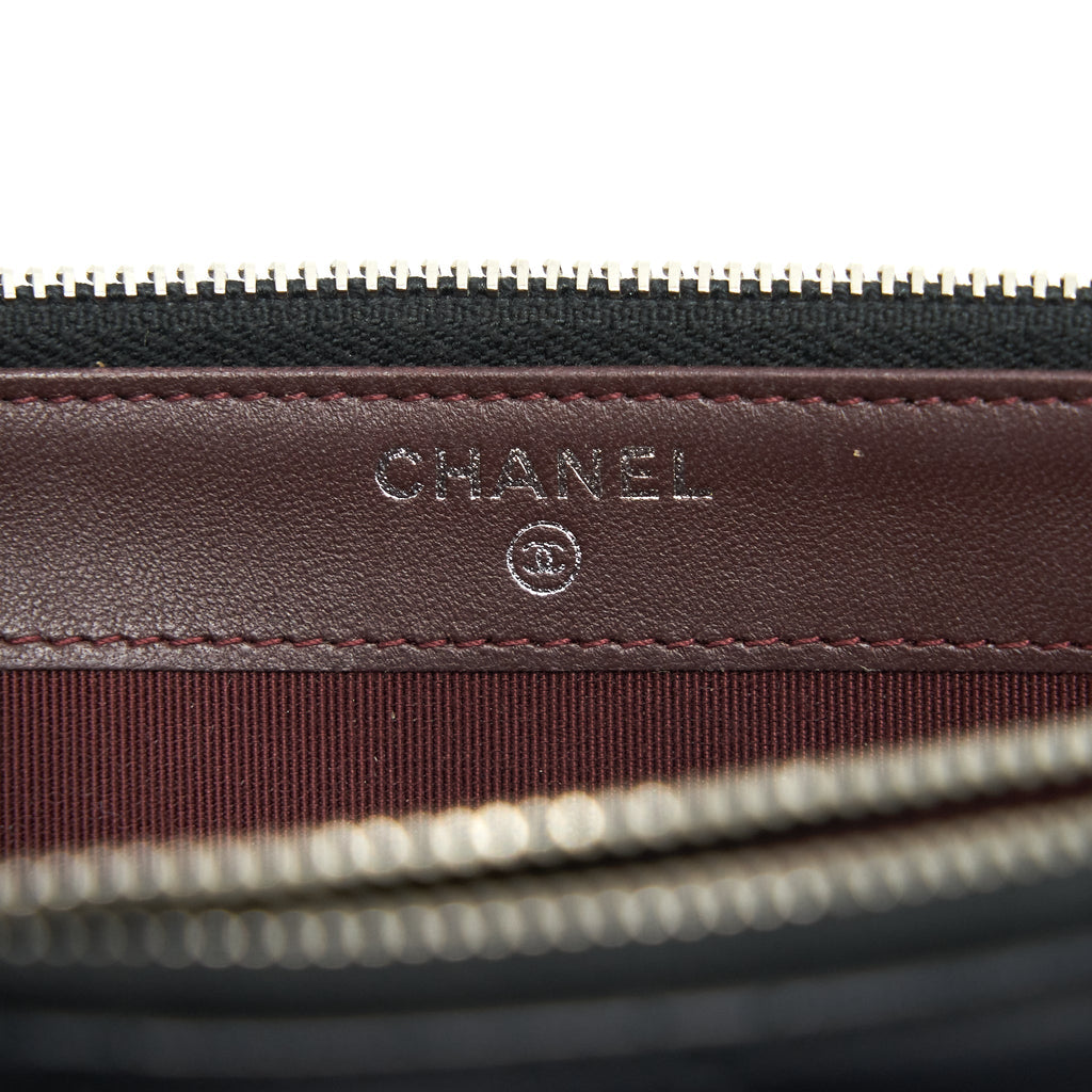 Chanel Double Zip Clutch with Chain Lambskin Black
