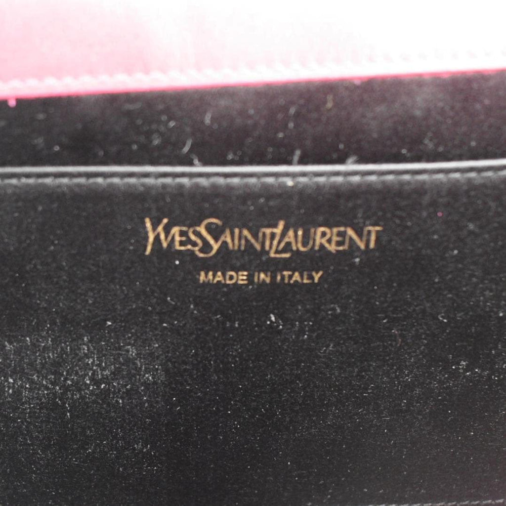 YVES SAINT LAURENT Belle de Jour Leather Clutch Bag Fuchsia