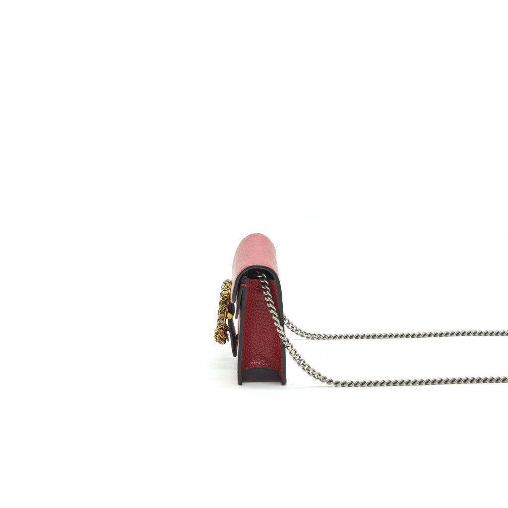 Gucci Dionysus Leather Super Mini Bag Red