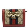 GUCCI Queen Margaret Bee GG Supreme Canvas  Case Wallet Red 476072