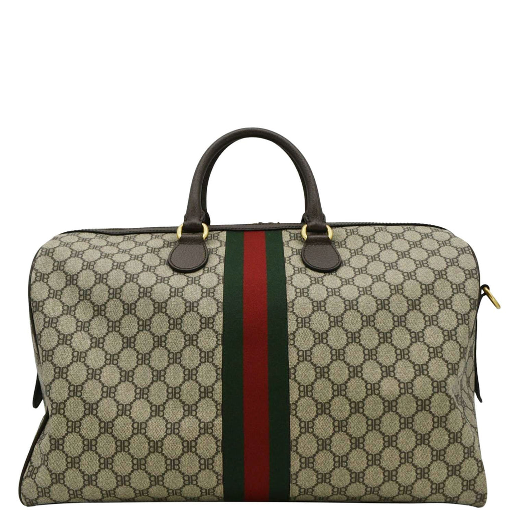 GUCCI X BALENCIAGA Ophidia Carry-On Supreme BB Web Duffle Bag Beige 680124