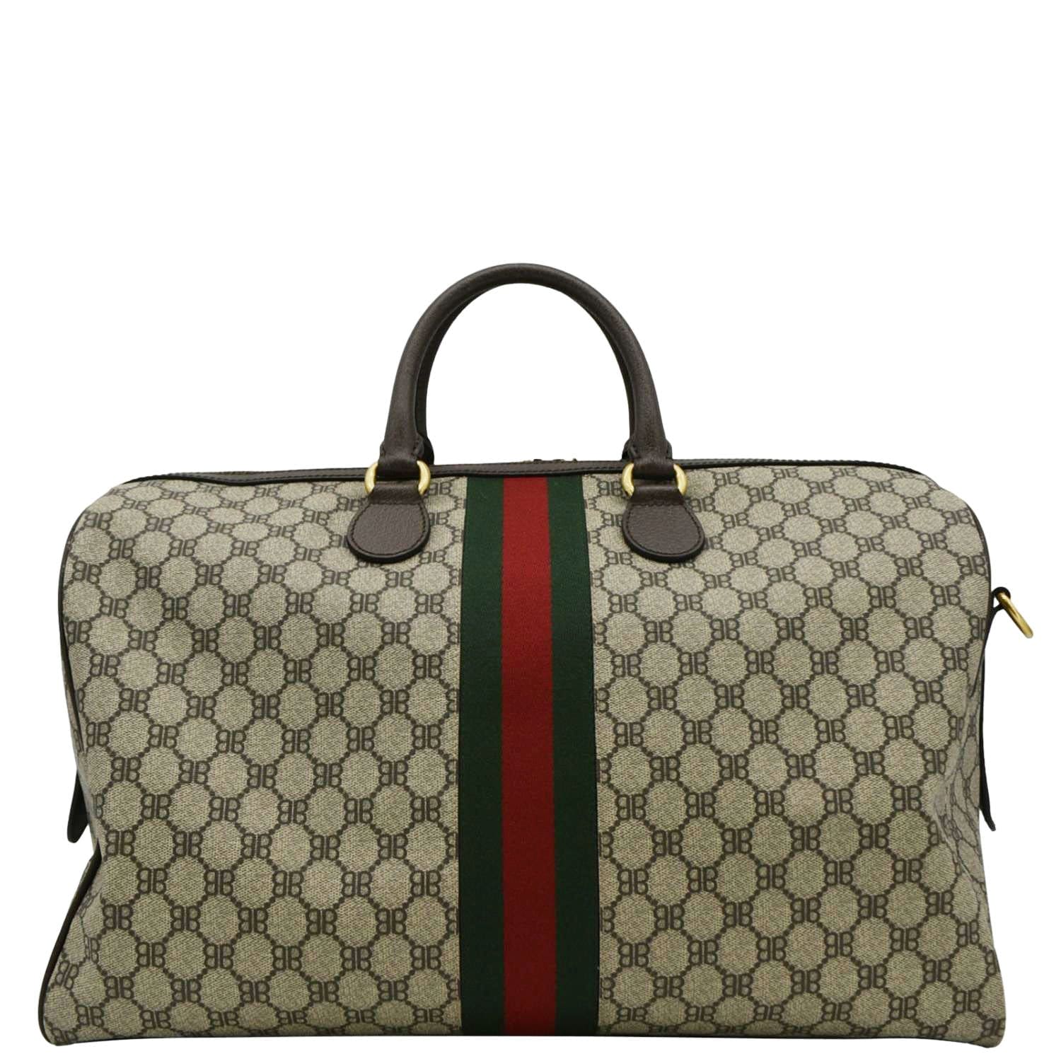 GUCCI X BALENCIAGA Ophidia Carry-On Supreme BB Web Duffle Bag Beige 680124