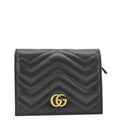 Gucci Marmont GG Matelasse Leather  Case Wallet Black 466492