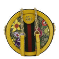 GUCCI Ophidia Mini Flora GG Round Supreme Monogram Web Crossbody Bag Yellow 550618