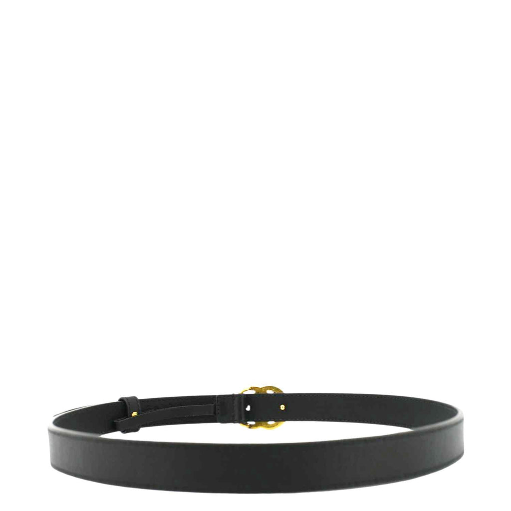 GUCCI Slim Double G Marmont Leather Buckle Belt Black Size 75/30