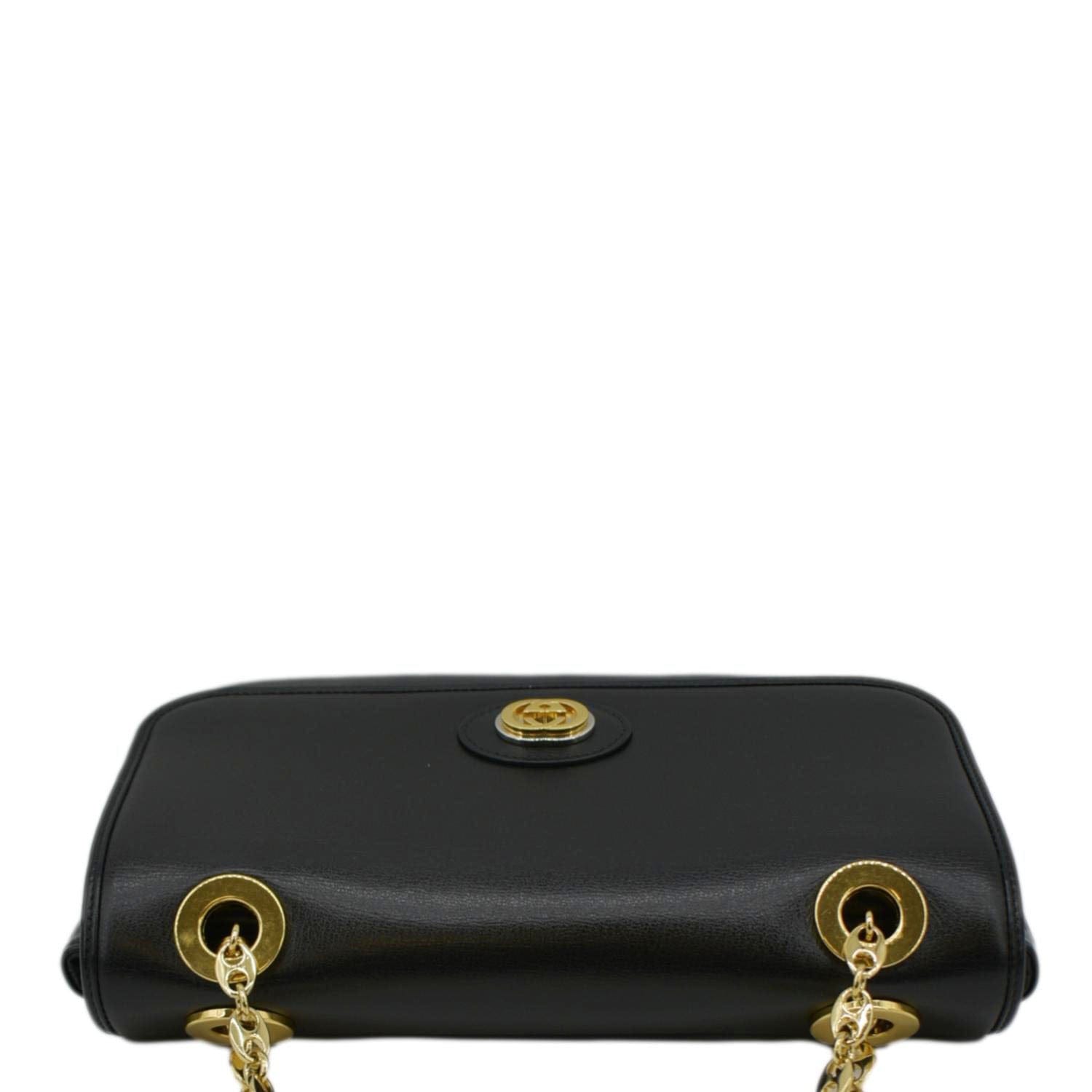 GUCCI Linea Marina Small Chain Leather Shoulder Bag Black 576421