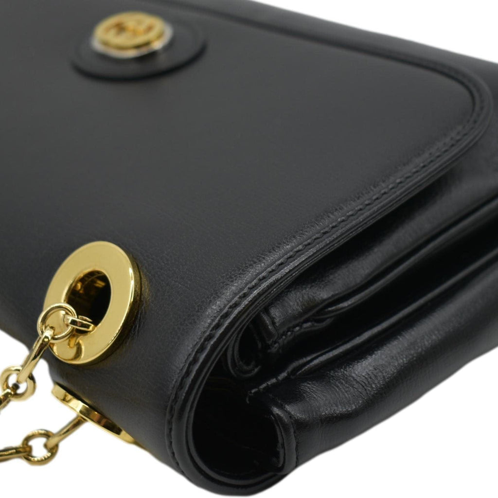 GUCCI Linea Marina Small Chain Leather Shoulder Bag Black 576421
