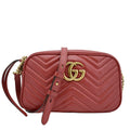 GUCCI GG Marmont Small Matelasse Chevron Leather Crossbody Camera Bag Red 447632