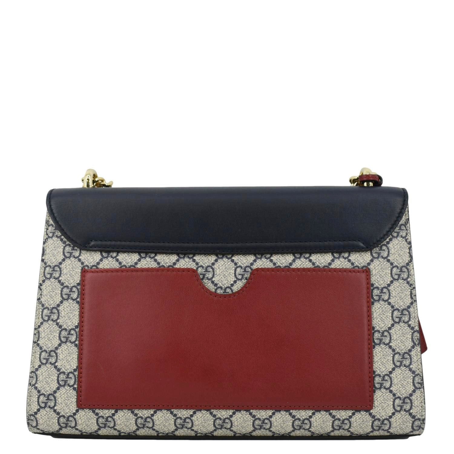 GUCCI Padlock GG Supreme Canvas Shoulder Bag Navy Blue 409486