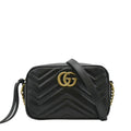 GUCCI GG Marmont Mini Matelasse Leather Chain Crossbody Bag Black 448065