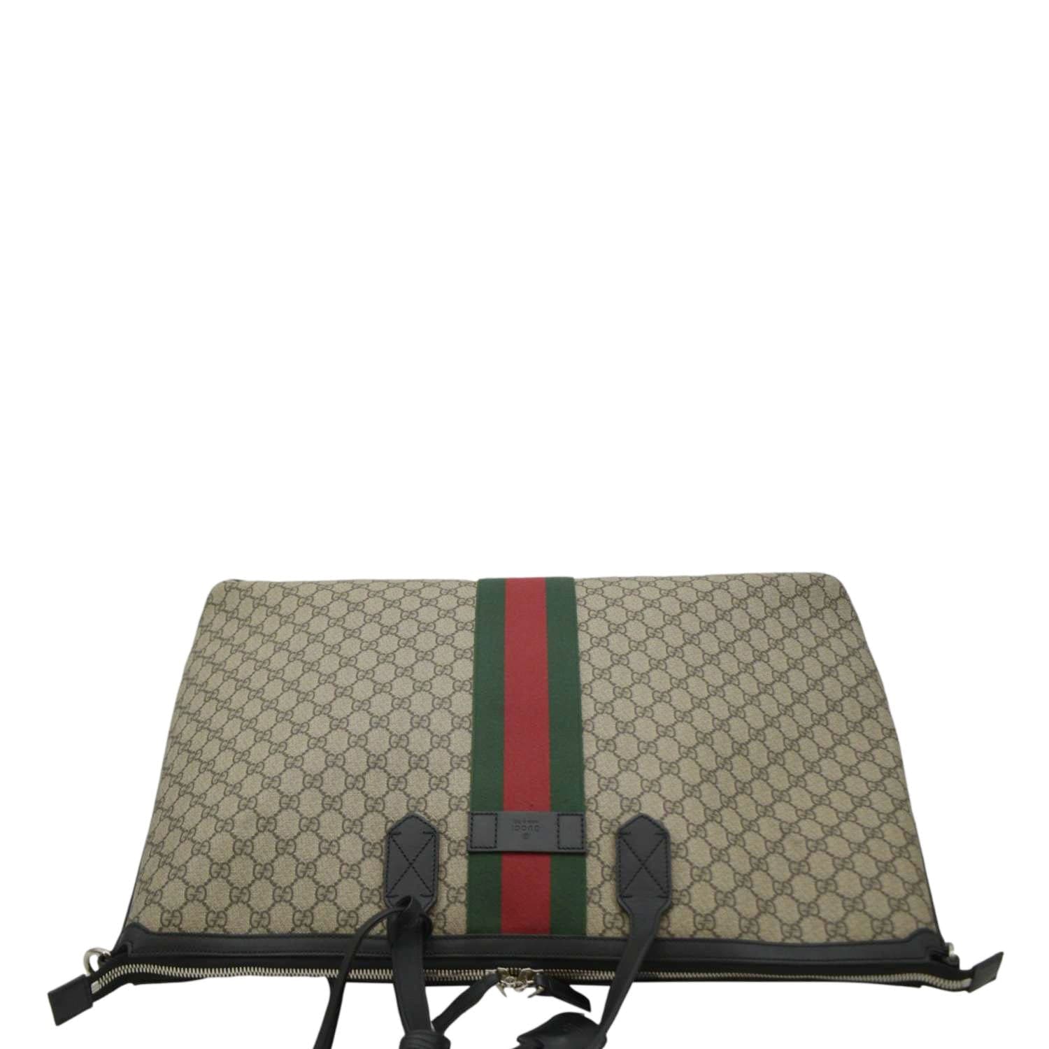 GUCCI Large Zippered GG Supreme Canvas Web Duffle Bag Beige 353406