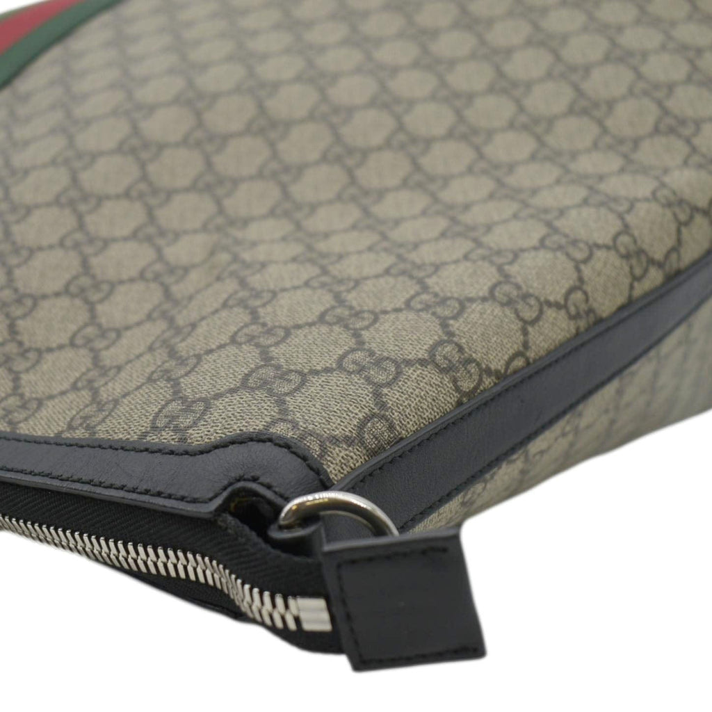 GUCCI Large Zippered GG Supreme Canvas Web Duffle Bag Beige 353406