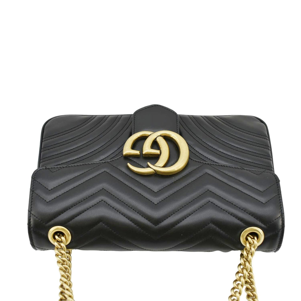 GUCCI GG Marmont Medium Matelasse Shoulder Bag Black 443496