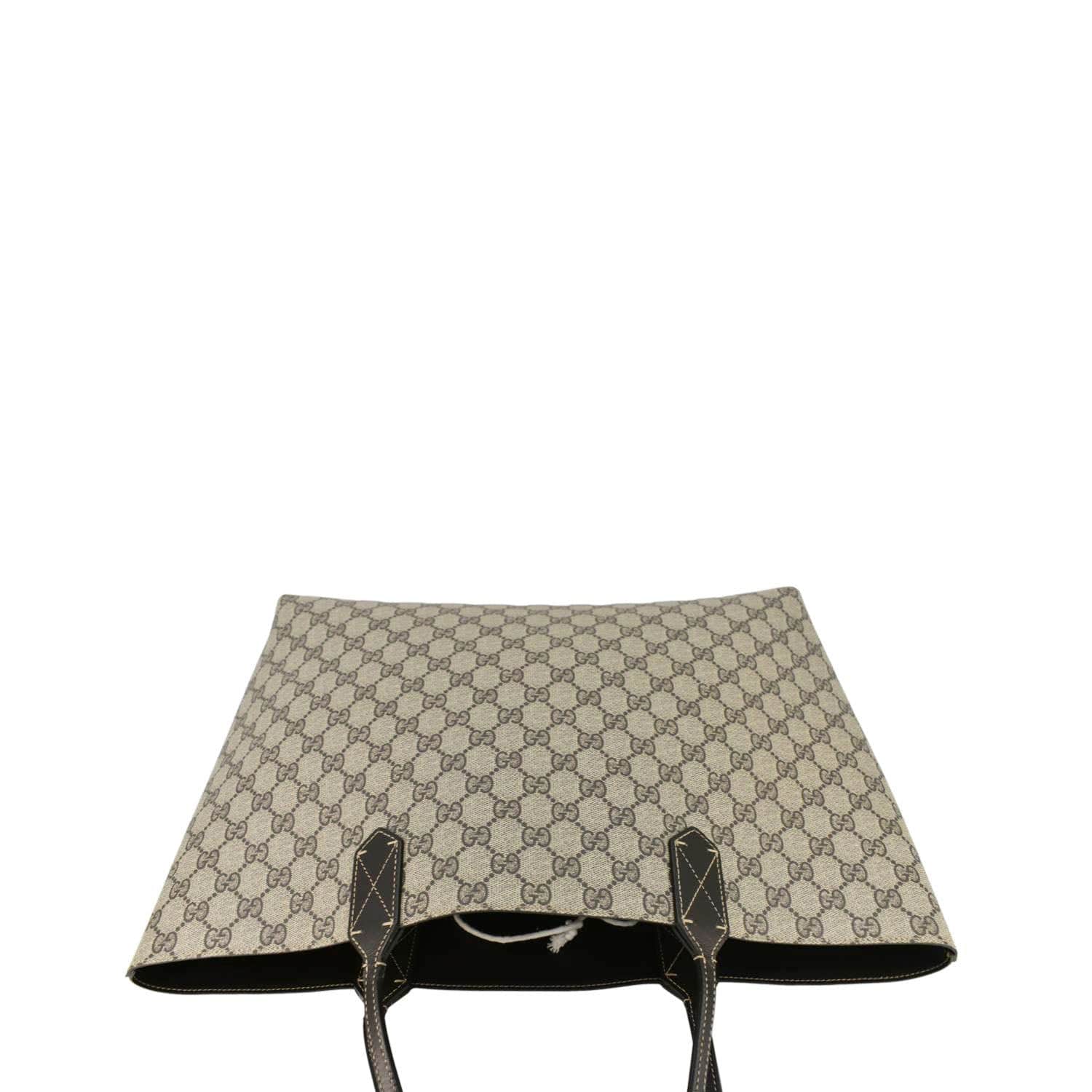 GUCCI Reversible Medium GG Supreme Canvas Tote Bag Dark Brown