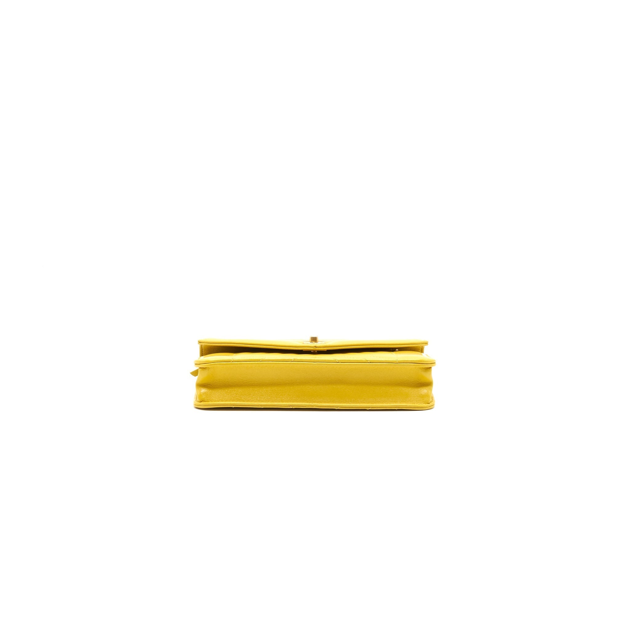 Chanel Seasonal Wallet On Chain Yellow