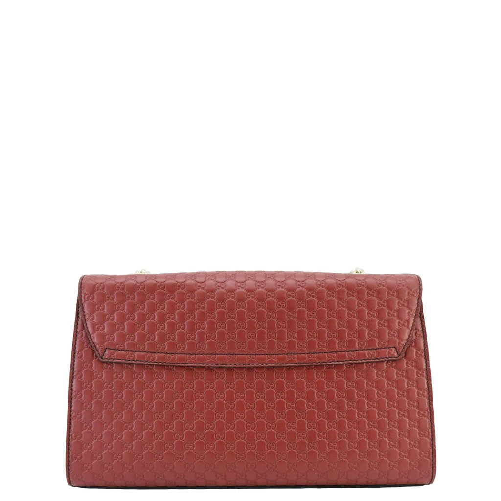 GUCCI Emily Medium GG Guccissima Leather Chain Shoulder Bag Red 449635