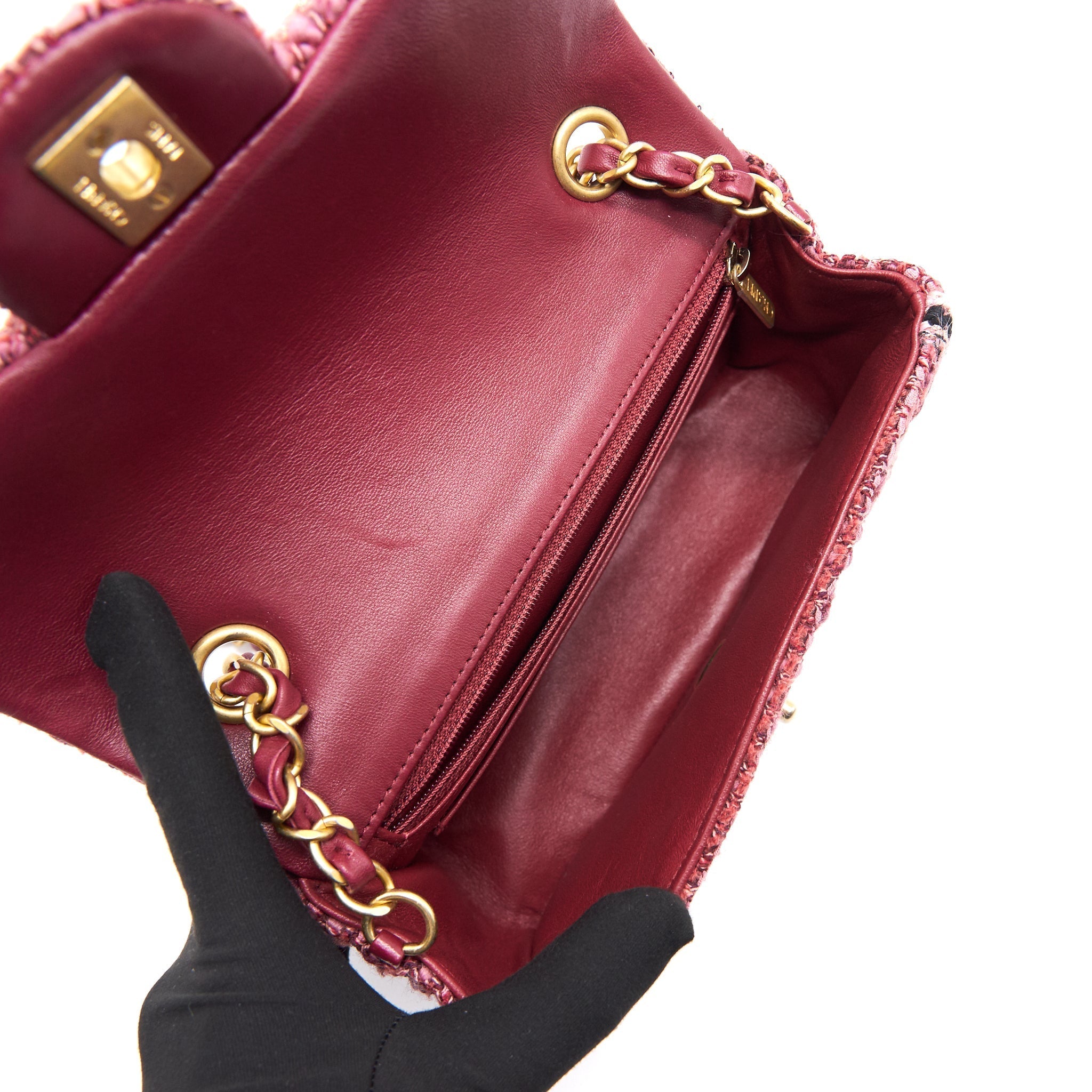 Chanel Tweed/Braid Classic Flap Mini Bag Pink