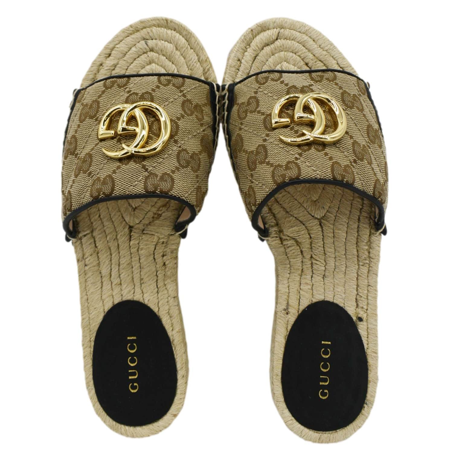 GUCCI Espadrilles GG Canvas Mules Beige 620120