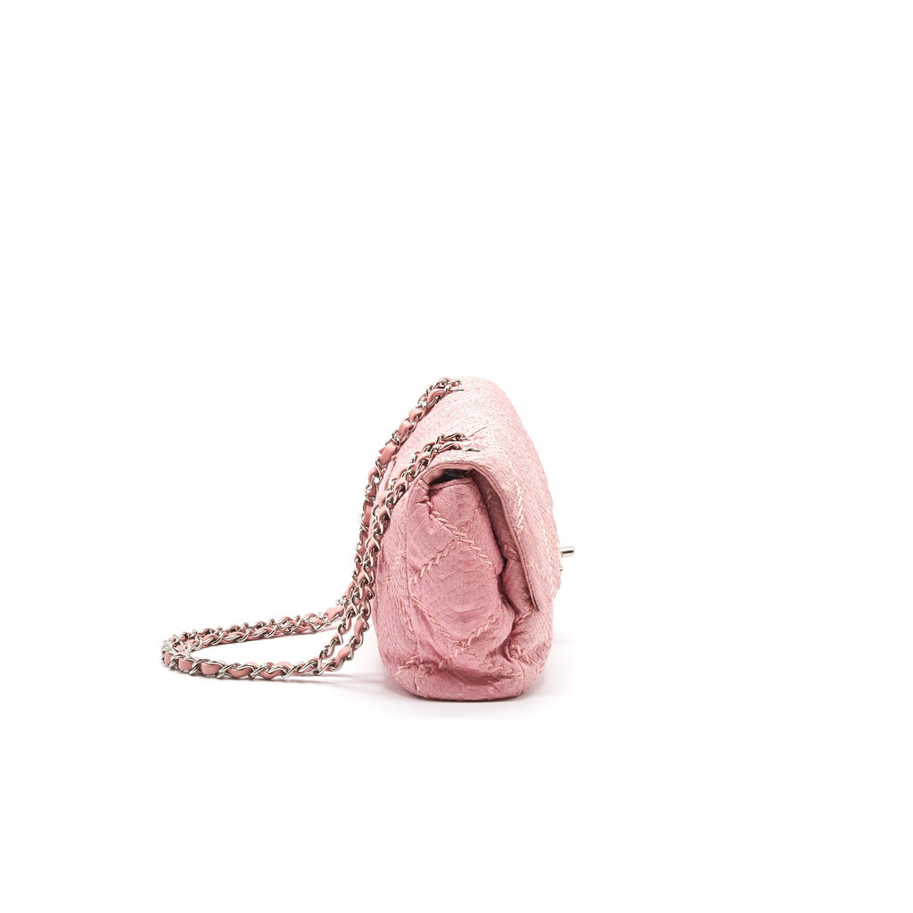 Chanel Python Skin Flap Bag Pink