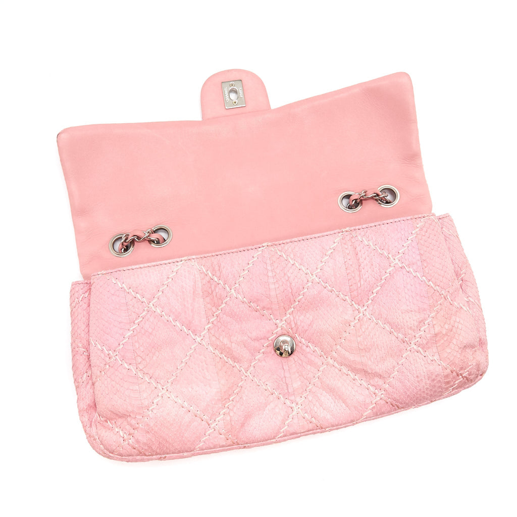 Chanel Python Skin Flap Bag Pink