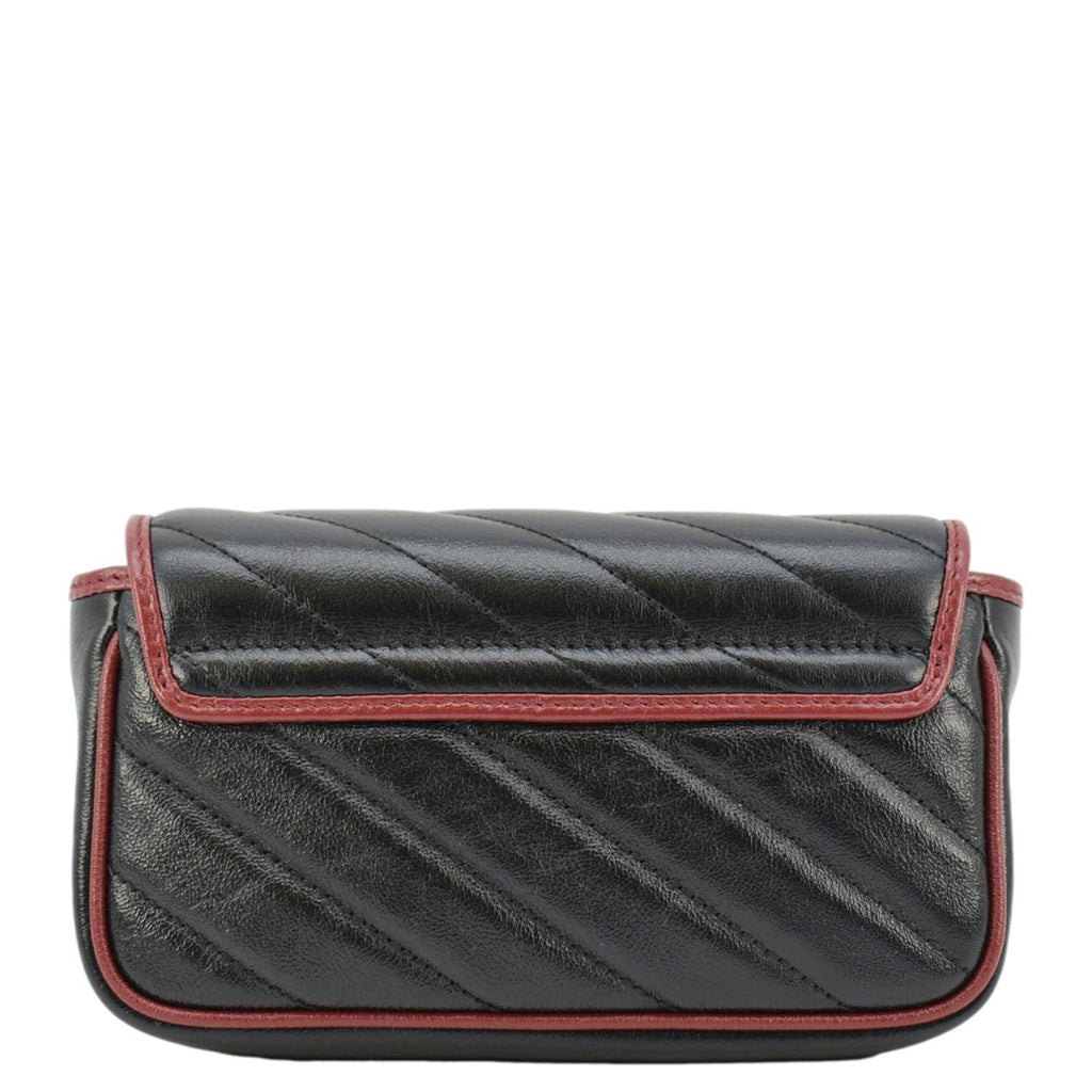 GUCCI GG Marmont Tourchon Mini Matelasse Leather Shoulder Crossbody Bag Black 574969