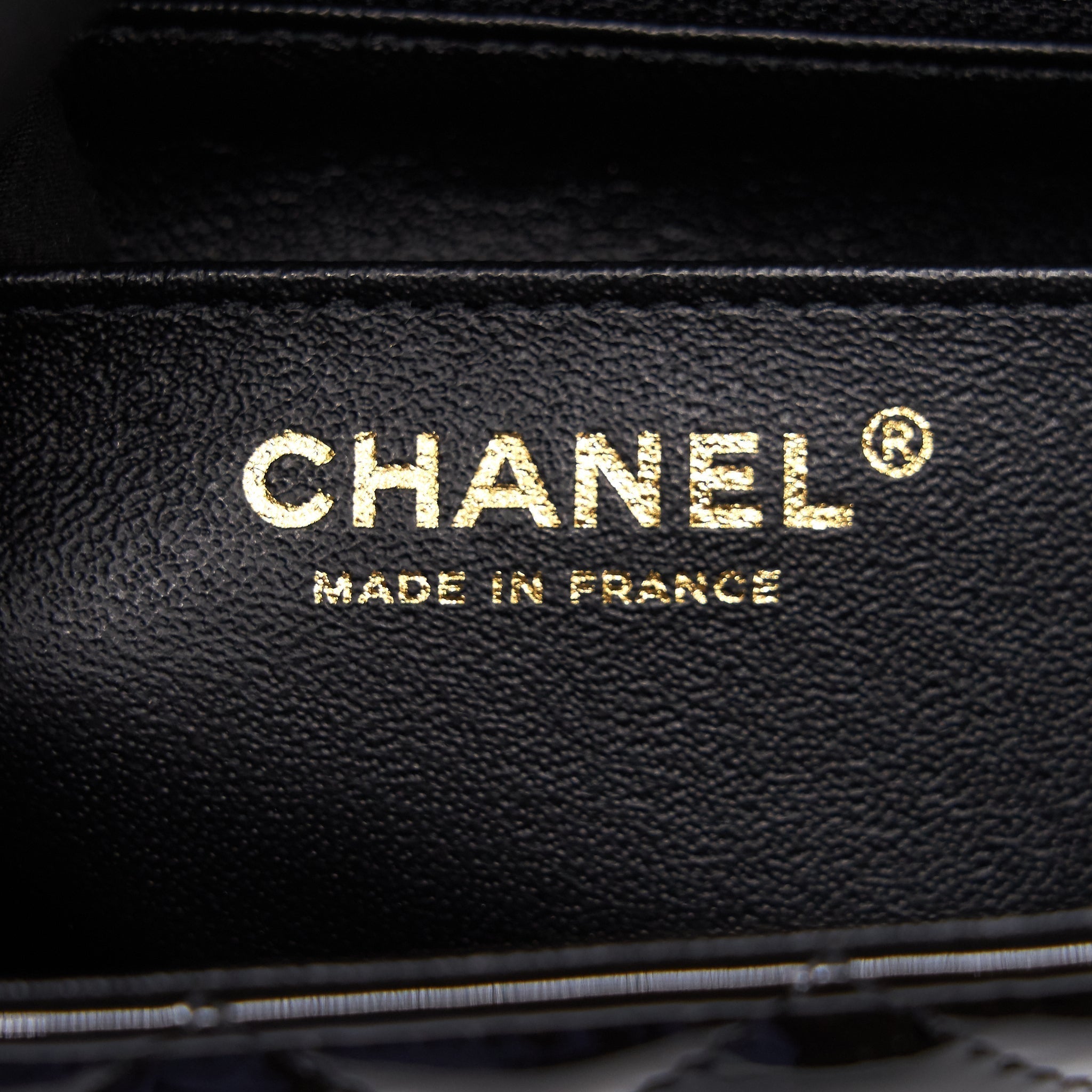 Chanel Mini Rectangular Flap Bag Patent Leather Black with L