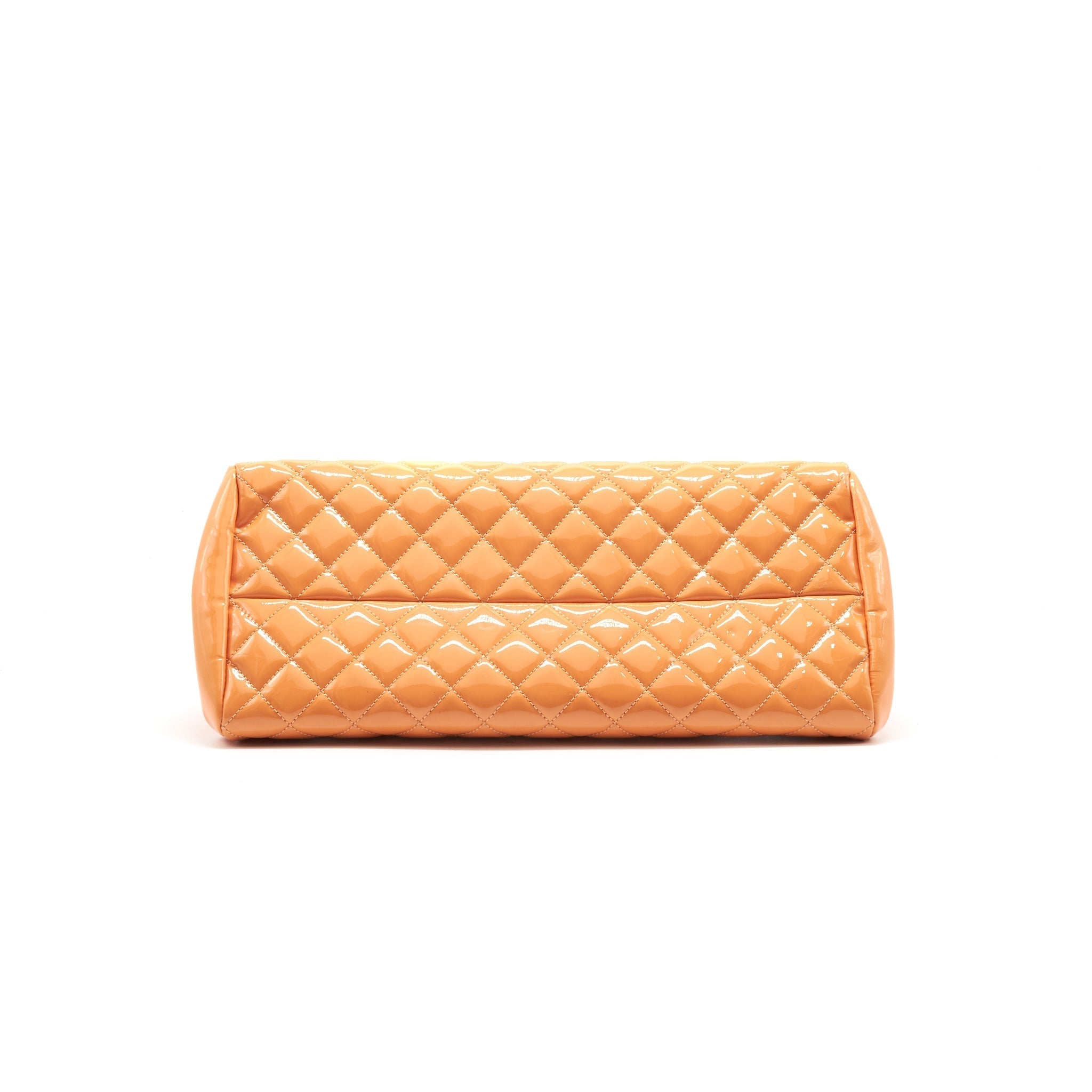 CHANEL Just Mademoiselle Patent Bowling Bag Orange Pink