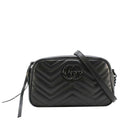 GUCCI GG Marmont Matelasse Chevron Leather Camera Crossbody Bag Black 447632