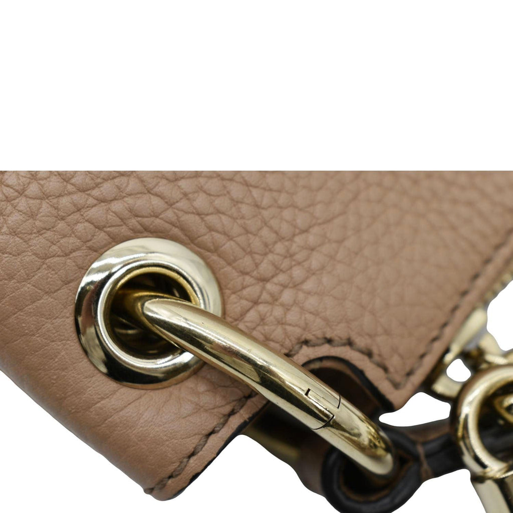 GUCCI Soho Large Pebbled Leather Hobo Shoulder Bag Tan 536194