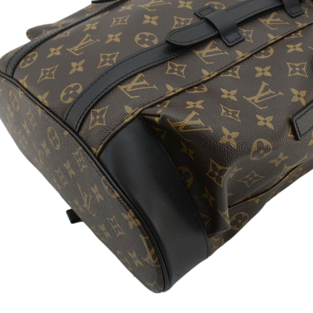 LOUIS VUITTON Christopher Monogram Macassar Canvas Backpack Bag Brown