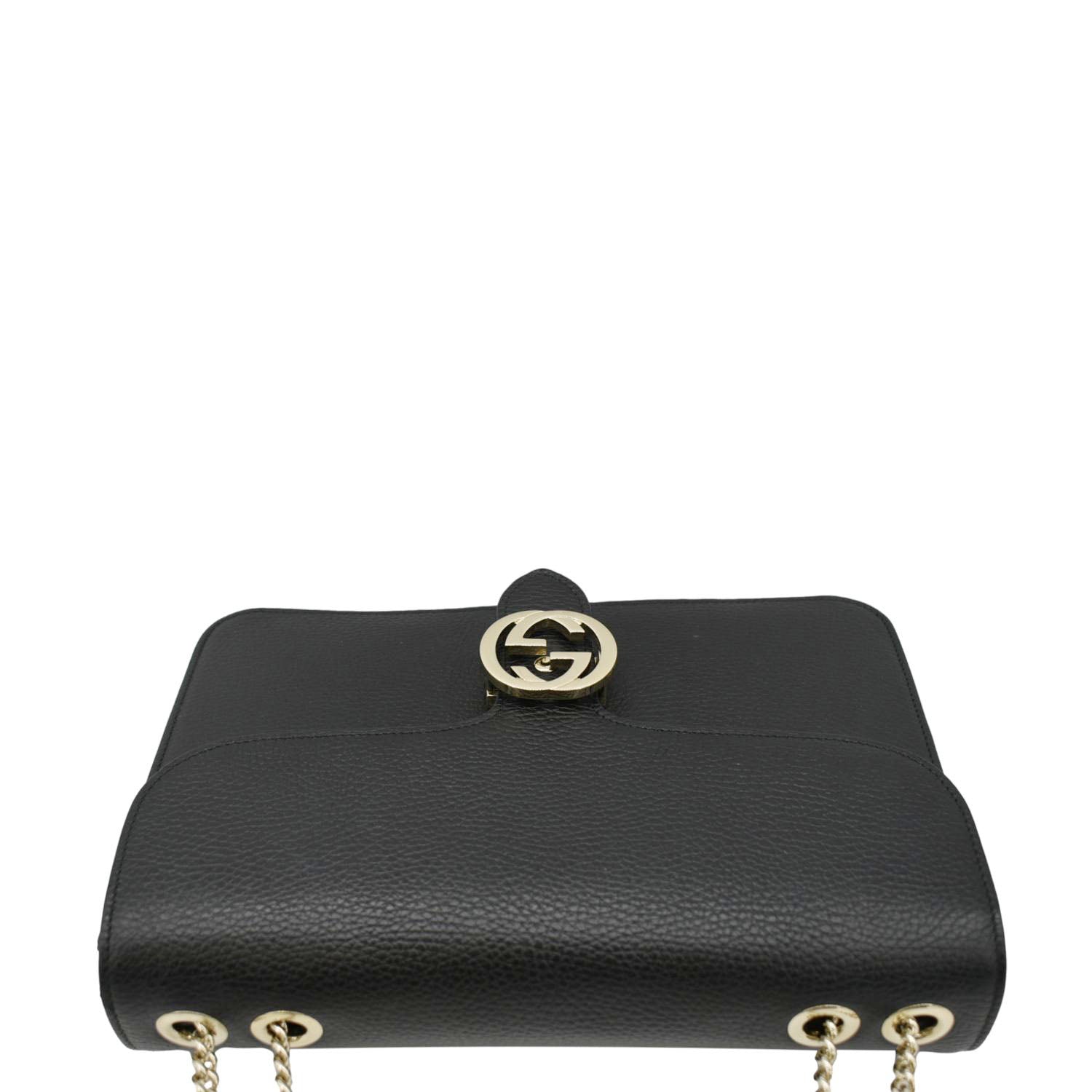 GUCCI Interlocking GG Leather Crossbody Bag Black 510303