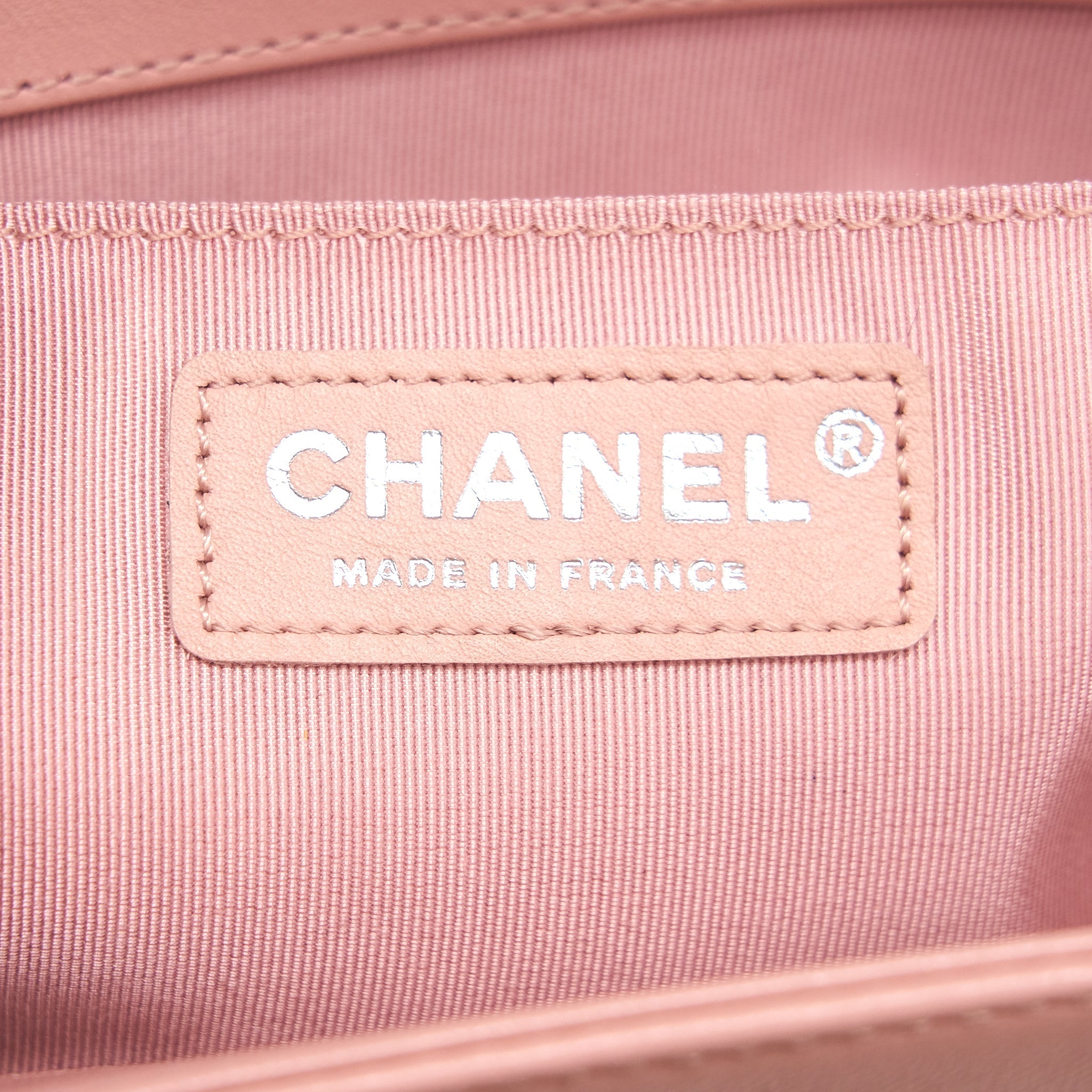 CHANEL BOY CHANEL HANDBAG LAMBSKIN PALE PINK