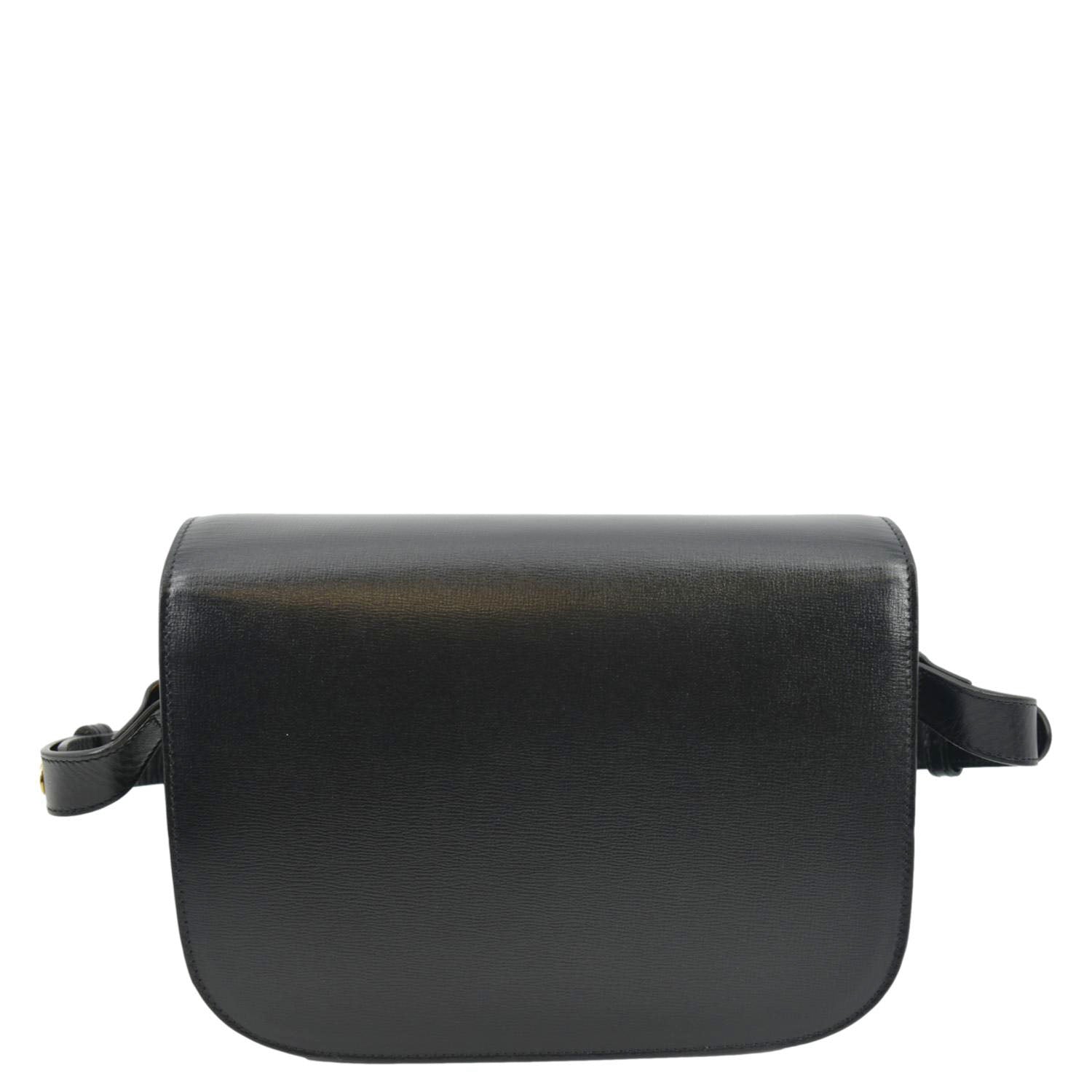 GUCCI Horsebit 1955 Small Leather Shoulder Bag Black 602204
