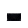 Chanel Patent Leather Fold Over Clutch Black
