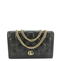 GUCCI GG Matelasse Leather Chain Wallet Shoulder Bag Black 723787