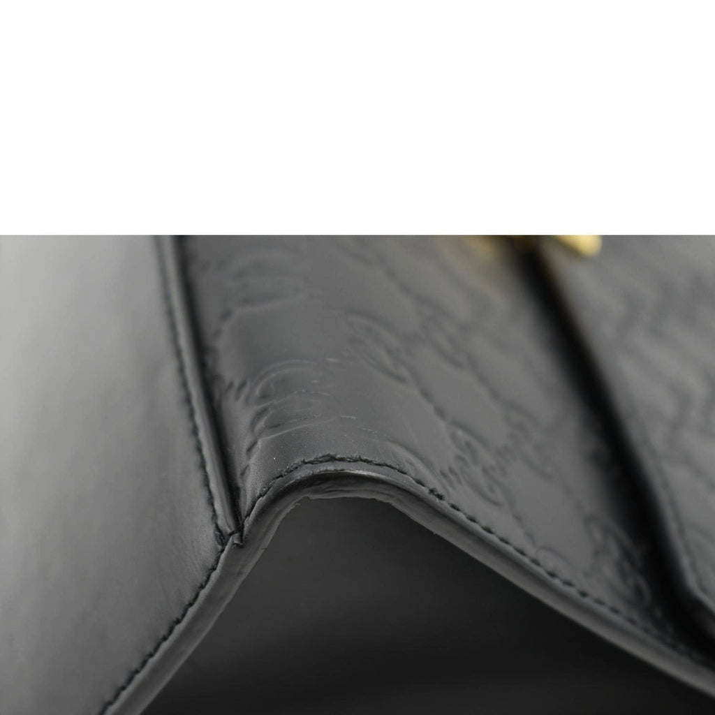 GUCCI Padlock Medium GG Leathrer Chain Shoulder Bag Black 409486