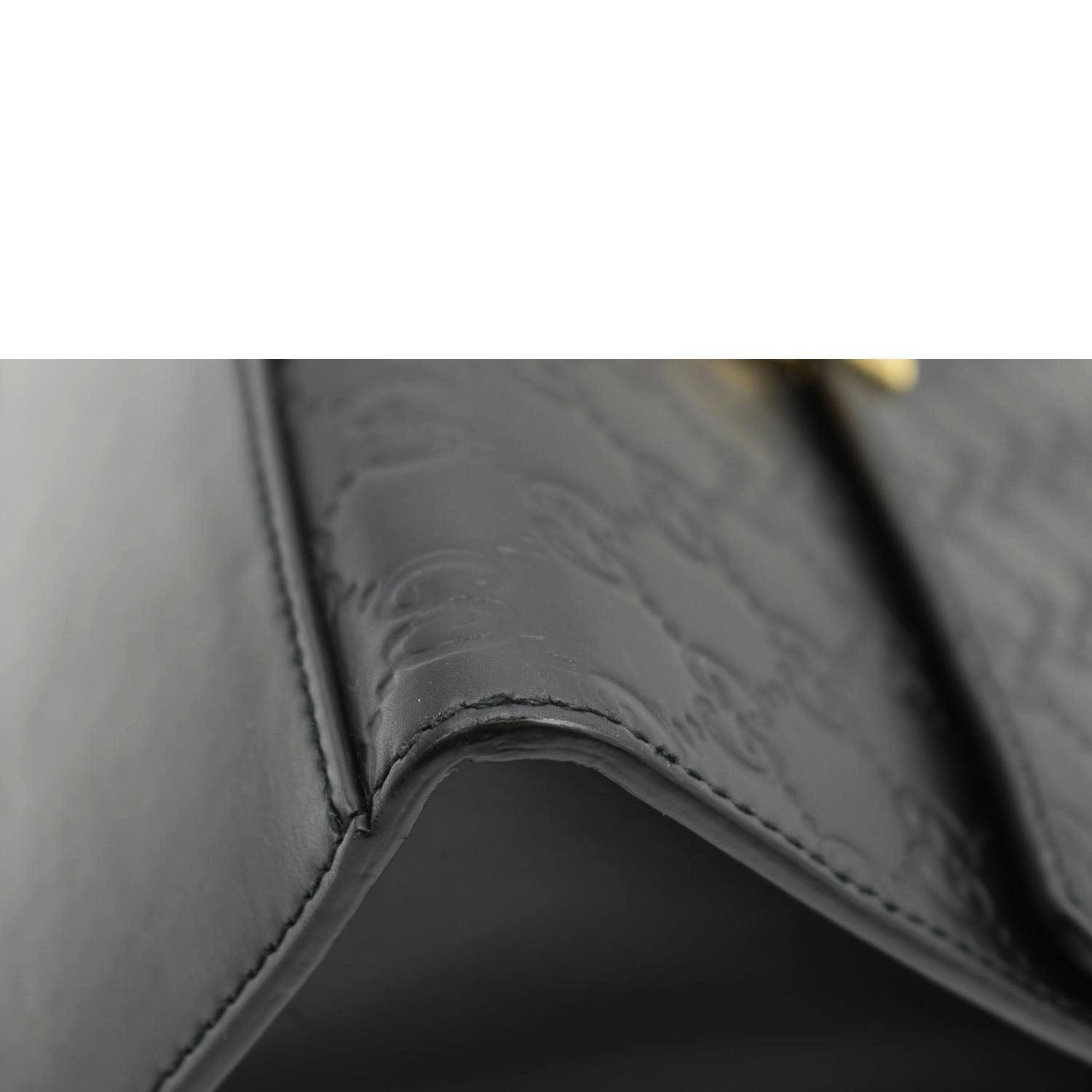GUCCI Padlock Medium GG Leathrer Chain Shoulder Bag Black 409486