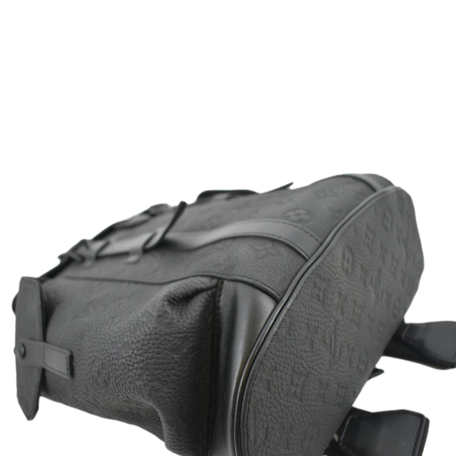 LOUIS VUITTON Christopher PM Monogram Taurillon Leather Backpack Bag Black