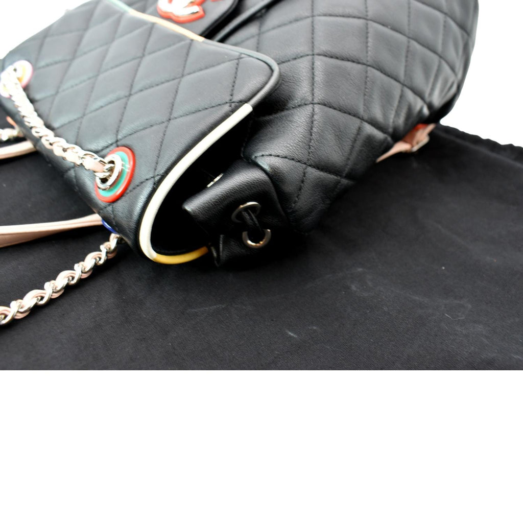 CHANEL Small Urban Spirit Quilted Lambskin Backpack Bag Black